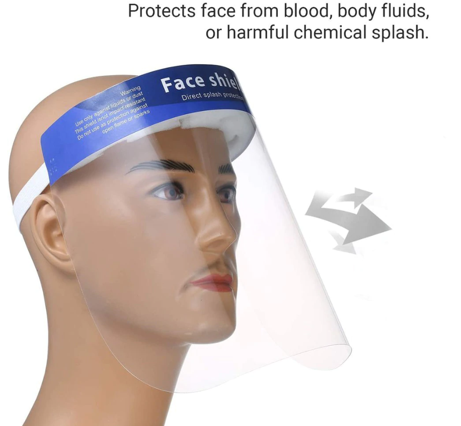 Lightweight Safety Face Shield - Clear Plastic Protective Work Masks (Pack of 10)