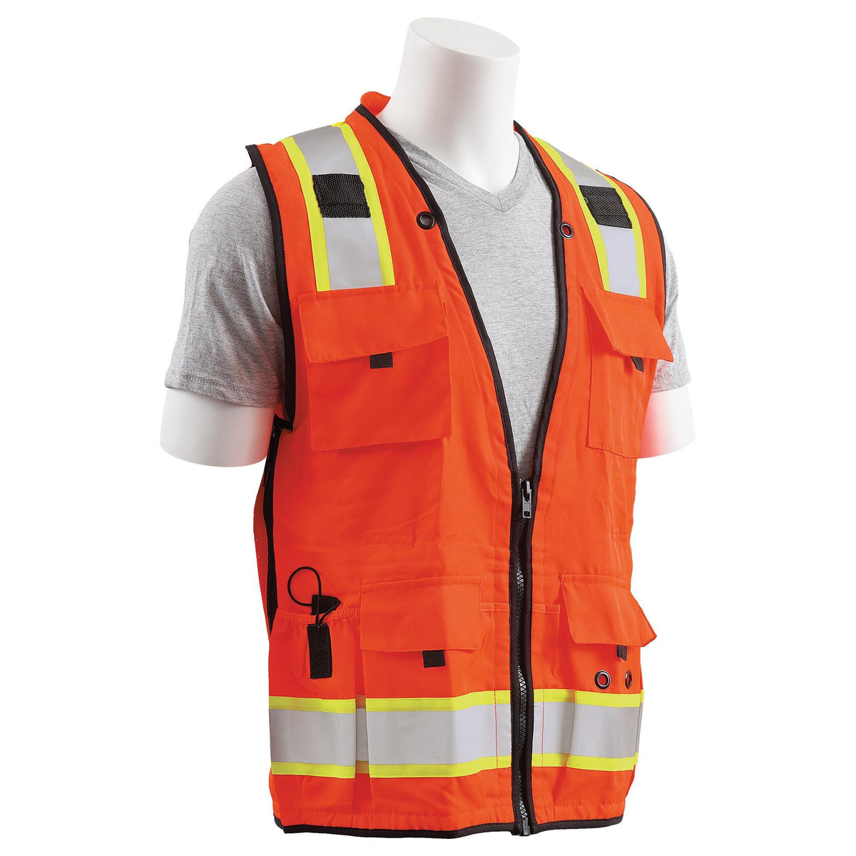 S252C Class 2 Deluxe Surveyor&#39;s Multi-Pocket Safety Vest 1PC