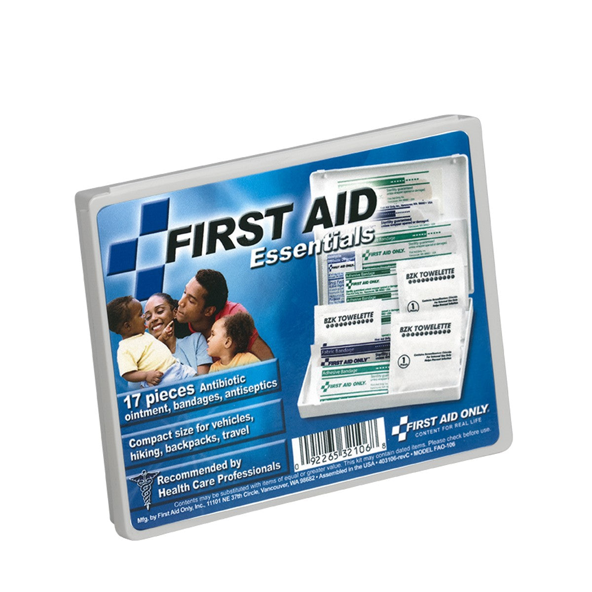 16 Piece Travel First Aid Kit, Plastic Case - W-FAO-106