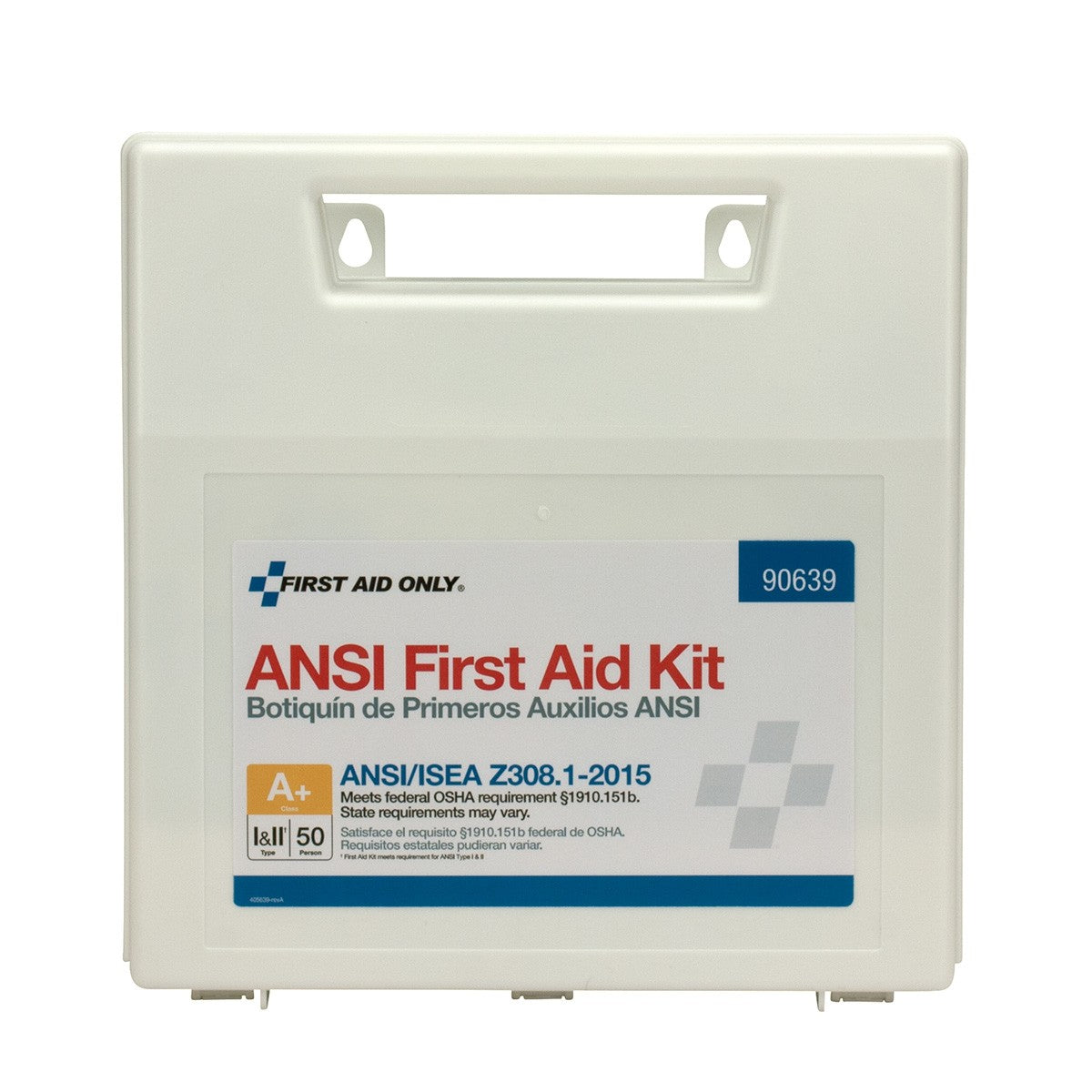 50 Person Bulk Plastic First Aid Kit With Dividers, ANSI A+, Type I &amp; II - BS-FAK-90639-1-FM