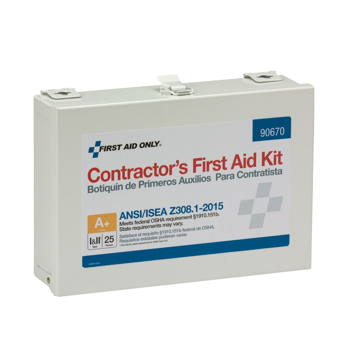 25 Person Contractor ANSI A+ First Aid Kit, Metal Case, Class I &amp; II - W-90670