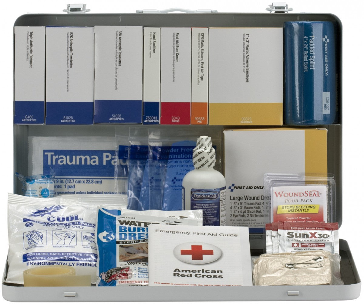 50 Person Contractor ANSI B+ First Aid Kit, Metal Case, Type III - BS-FAK-90671-1-FM