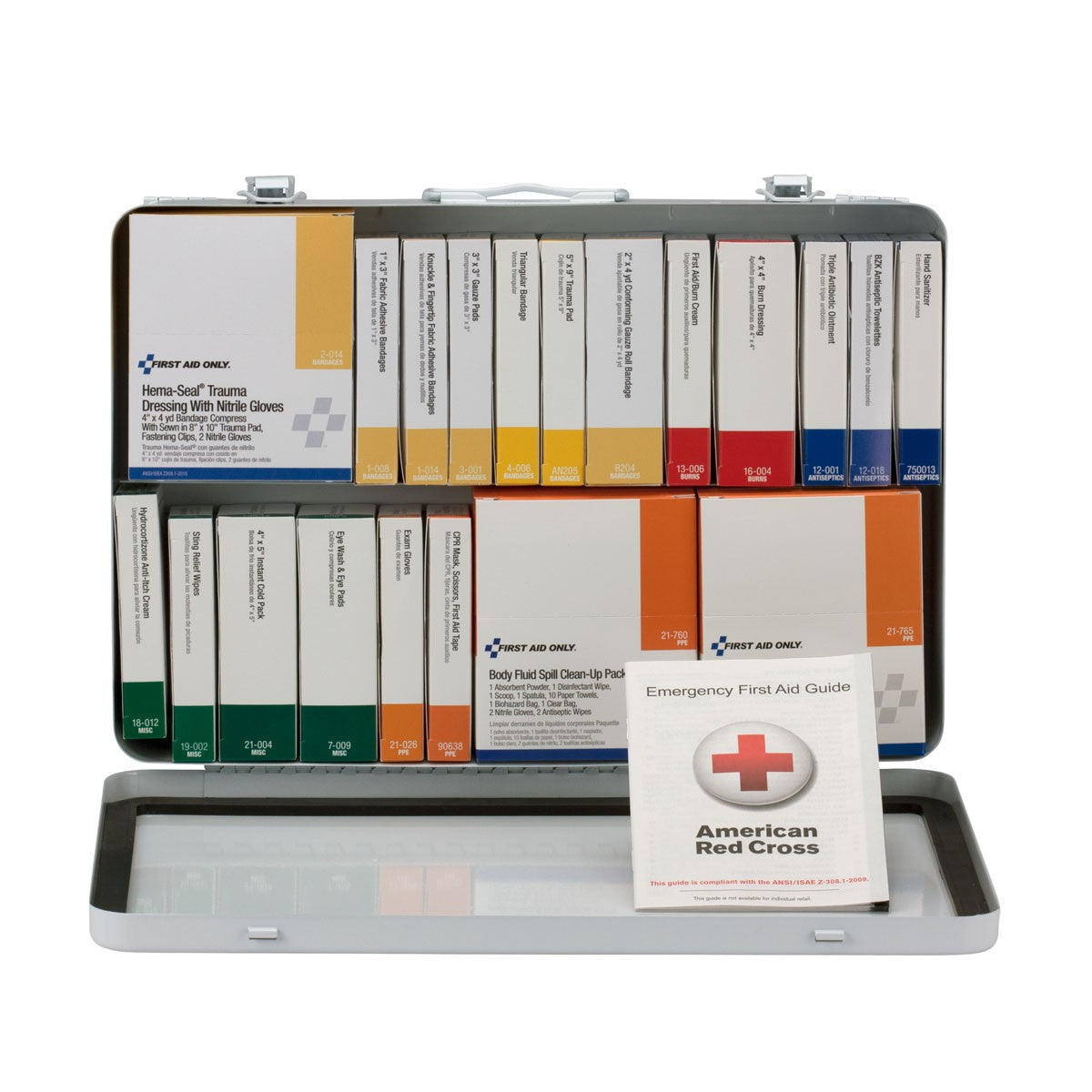 75 Person Unitized Metal First Aid Kit With BBP Pack, ANSI Compliant - W-90700