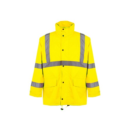 Class 3 Hi Vis Rain Jacket with Zipper and 2 Patch Pockets