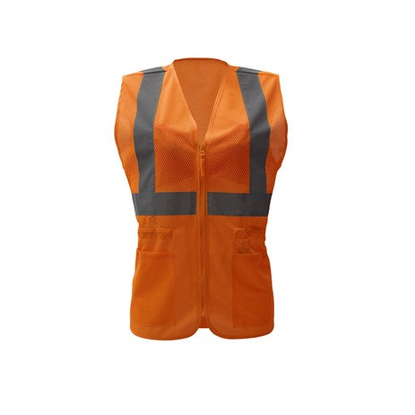 Ladies Safety Vest with Pockets| Lady Hi Vis Vests | Polyester Mesh | Zipper Closure | ANSI 107 Class 2 Compliant For Women